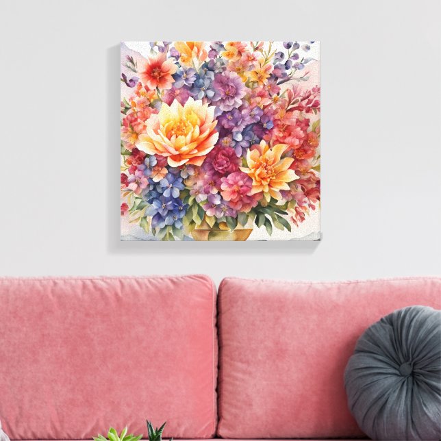 Toile Elégance de pierres précieuses Aquarelle vive Flor (Insitu(Salon))