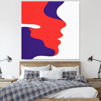 Toile Elégant Abstrait Flower Rouge & Violet Visages Art