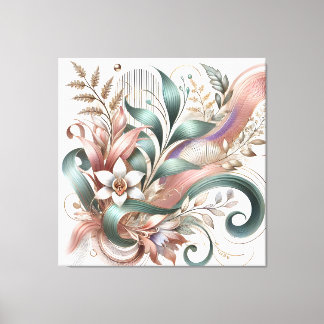 Toile Elégant Botanique Tourbillon Floral Canvas Wall Ar
