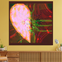 Elégant demi-coeur Art Abstrait rose vert rouge