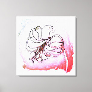 Toile Élégant dessin floral rose et blanc Lily