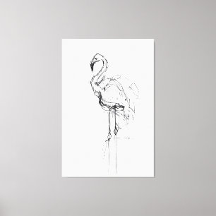 Toile Elégant Flamant rose Portrait Sketch - Premium