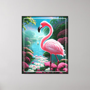 Toile Élégant Flamant rose tropical-70852