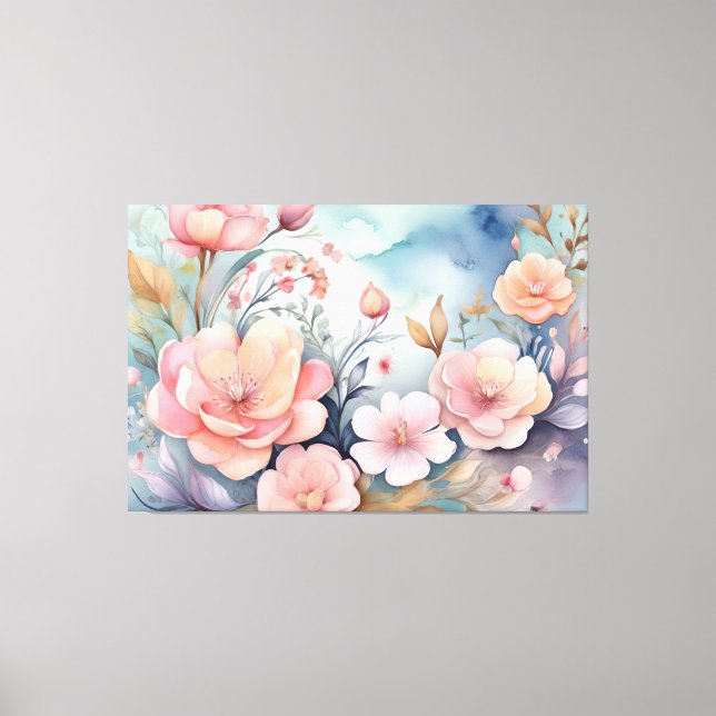 Toile Élégant papillon floral Aquarelle Art (Recto)