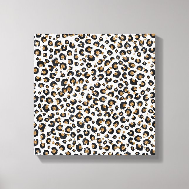 Toile Élégant Parties scintillant d'or Motif Leopard (Recto)