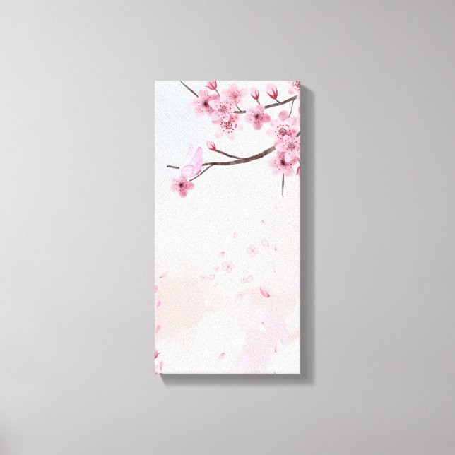 Toile Elégant Peach Blossom Wall Art - Aquarelle douce (Recto)