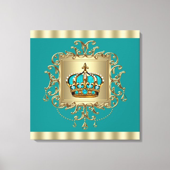 Toile Élégant Prince héritier bleu et or Turquoise (Recto)