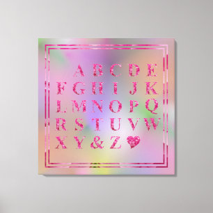 Toile Élégant rose floral Alphabet coeur amusant Arc en 