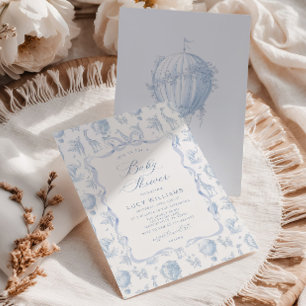 Toile Elegant Safari Wie Heißluftballon Baby Showe Einladung