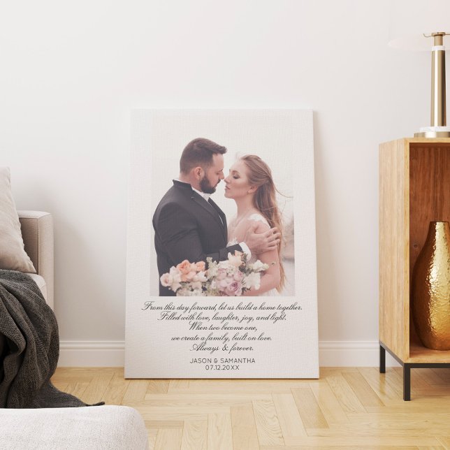 Toile Élégant Script Immense Photo Mariage et Vows perso (Elegant Script Huge Wedding Photo & Custom Vows Canvas Print
)