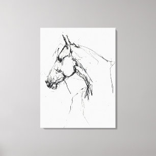 Toile Elégant Sketch Portrait Cheval - Premium