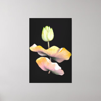 Toile Elégante affiche de fleurs Lotus, Abstraite peintu