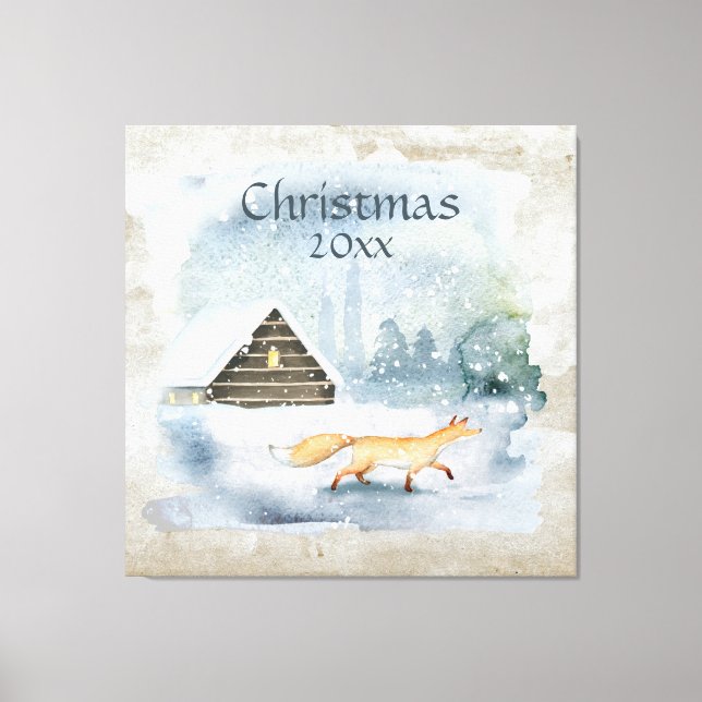 Toile Elégante aquarelle Typographie de la scène de Noël (Recto)