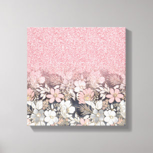 Toile Élégante Parties scintillant dorée rose floral 