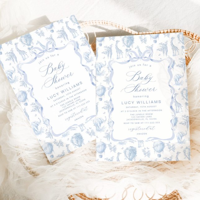 Toile Elegante Safari Wie Luftballon Babydusche Einladung (Von Creator hochgeladen)
