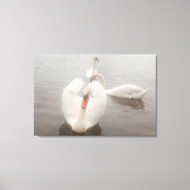 Toile Élégantes aquarelles modernes Art Cygnes sur le Da (Recto)
