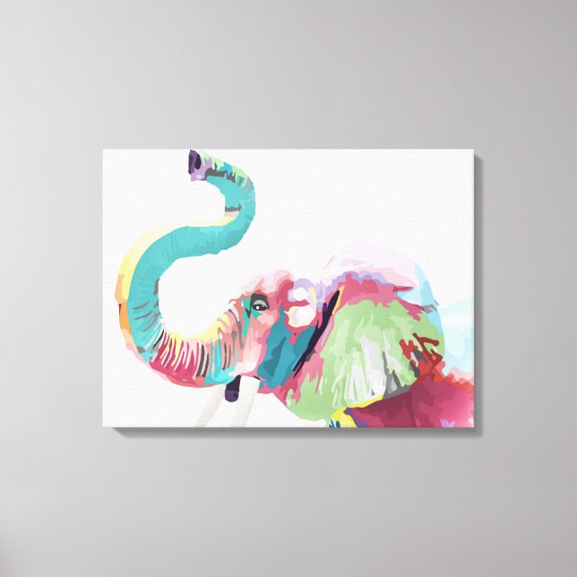Toile Eléphant coloré cool tendance (Recto)