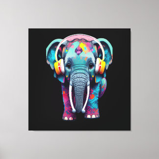 Toile Eléphant mignon bébé avec casque
