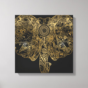 Toile Eléphant mignon dessiné à la main Fleur de henn