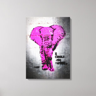Toile Éléphant rose de graffiti