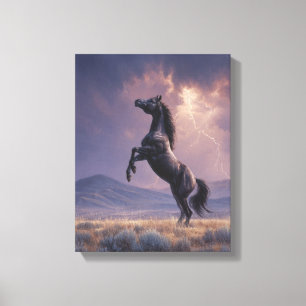 Toile Élevage Cheval Noir Orage Art