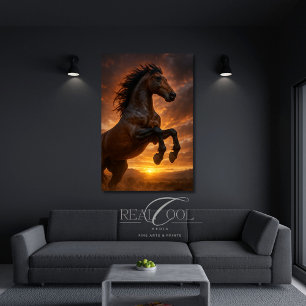 Toile Élevage de chevaux majestueux de Dark Bay à la lum
