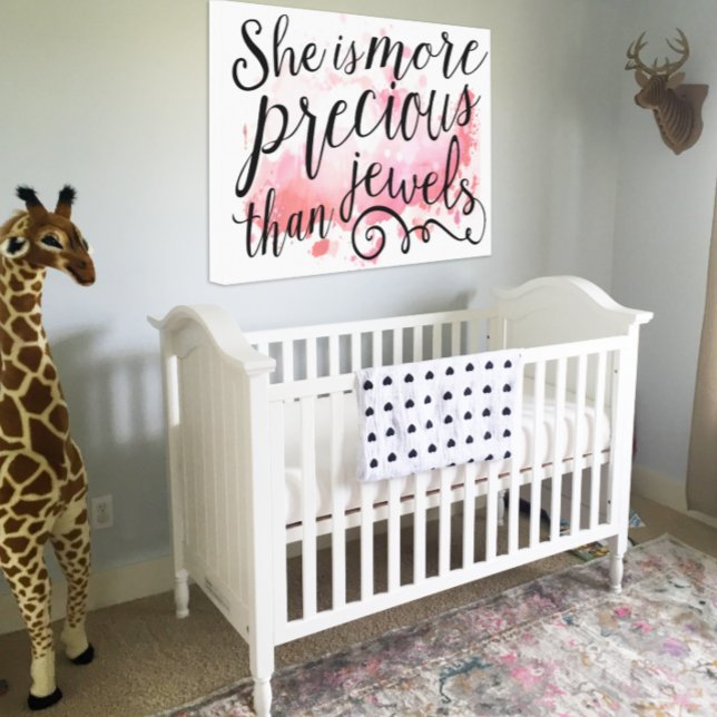 Toile Elle est plus précieuse que les bijoux rose Abstra (Créateur téléchargé)