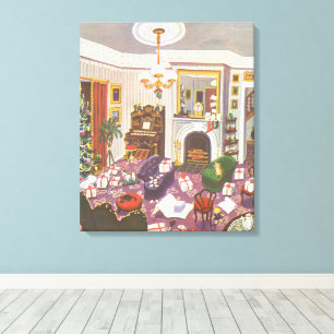 Toile Emballage cadeau de Noël vintage dans le salon