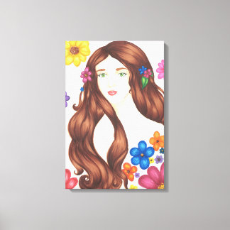 Toile emballée Fille aux fleurs (40,64 cm x 60,96 