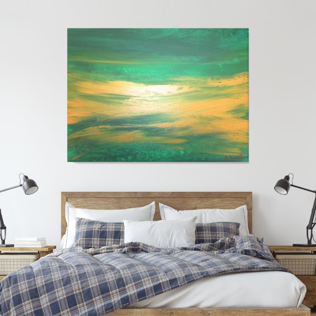 Toile Emerald Green Art Abstrait contemporain (Insitu(Chambre))