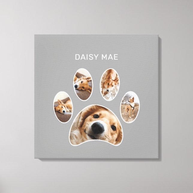 Toile Empreinte de patte moderne Personnalisé Nom de l'a (Recto)