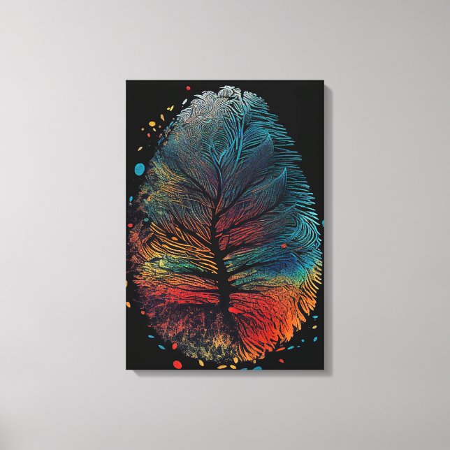 Toile empreinte de plume d'oiseau d'arbre, (Recto)