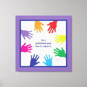 Toile Empreintes à main colorées pour enfants - bordures