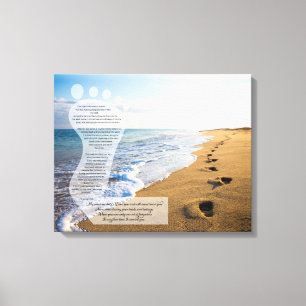 Toile Empreintes de pas dans le poème 20x16 de sable