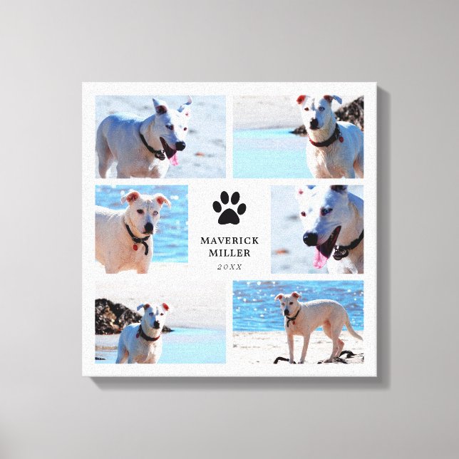 Toile Empreintes de pattes - Collage photo de chien (Recto)