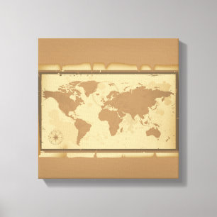 Toile encadrée de carte de l'ancien monde
