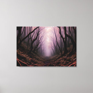 Toile Enchanted Forest Path – Pink Dark Landscape Canvas