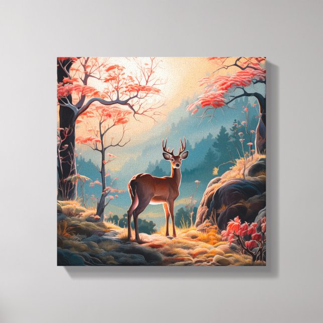 Toile Enchanter la conception de la forêt de cerfs d'aut (Recto)
