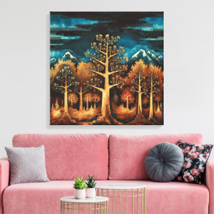 Toile Enchanter le cerf Brown dans l'aquarelle de forêt 