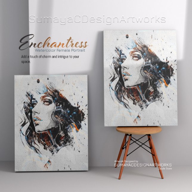 Toile Enchantress Aquarelle Portrait femelle | (Créateur téléchargé)