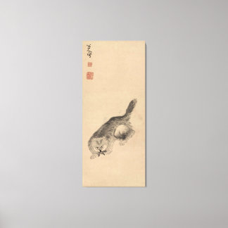 Toile Encre chinoise et lave la peinture chat et papillo