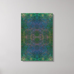 Toile Encre d'alcool vert foncé et bleu Abstrait