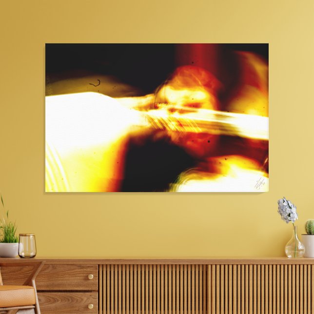 Toile Énergie abstraite jaune et noire (Insitu(Salon))