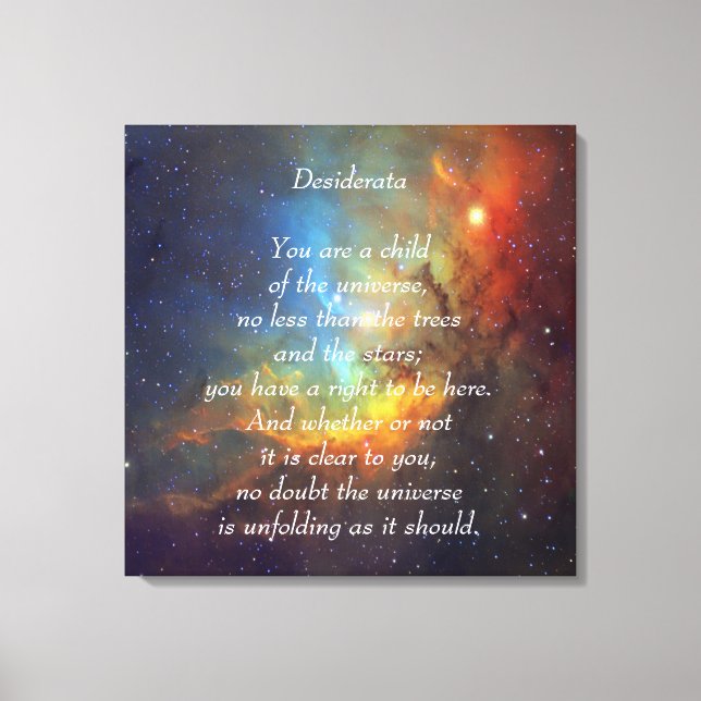 Toile Enfant de Desiderata de l'univers (Recto)