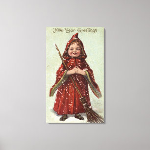 Toile Enfant habillé en rouge