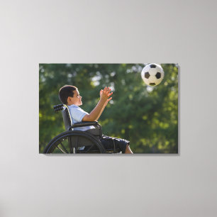 Toile Enfant hispanique, 8 ans, en fauteuil roulant avec