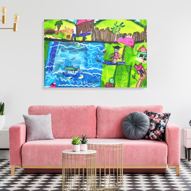 Toile Enfants Abstraits Dessiner Amusants au bord du bas (Insitu(Salon))