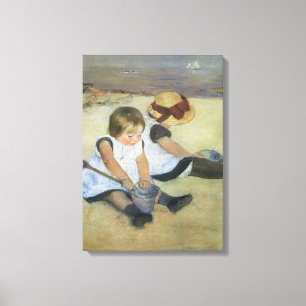 Toile Enfants jouant sur la plage by Mary Cassatt