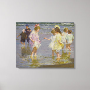 Toile Enfants marchant sur la plage (par E.H. Potthast)