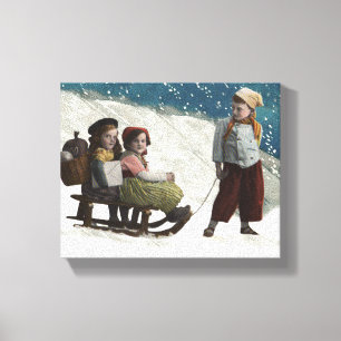 Toile Enfants vintages Dormir Noël hiver